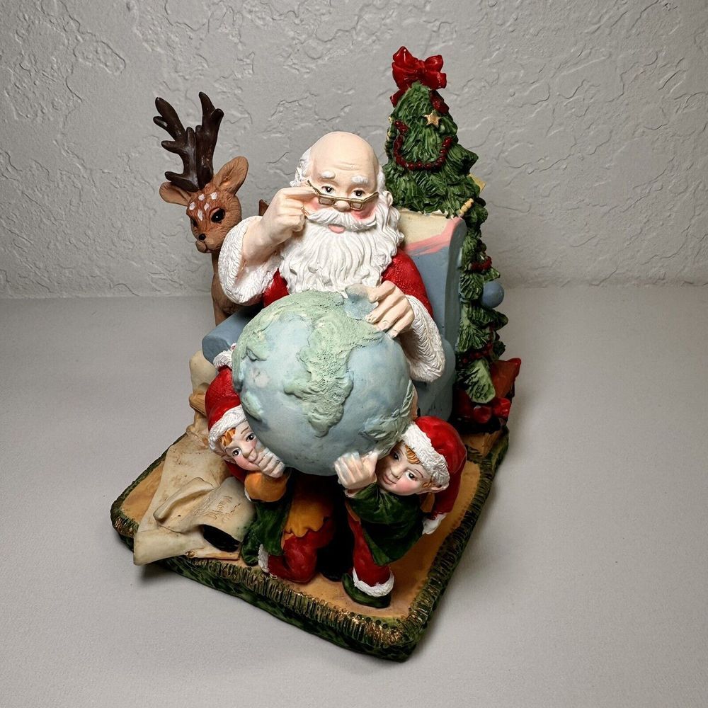 Santas Best Classic Collectibles Vintage Figurine Globe Elves Reindeer Tree 1991